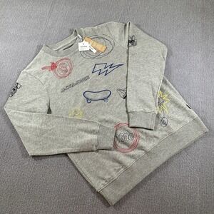 Jack & Jones Originals Gray Crewneck‎ Sweatshirt Size Small Cat Smoking 1990
